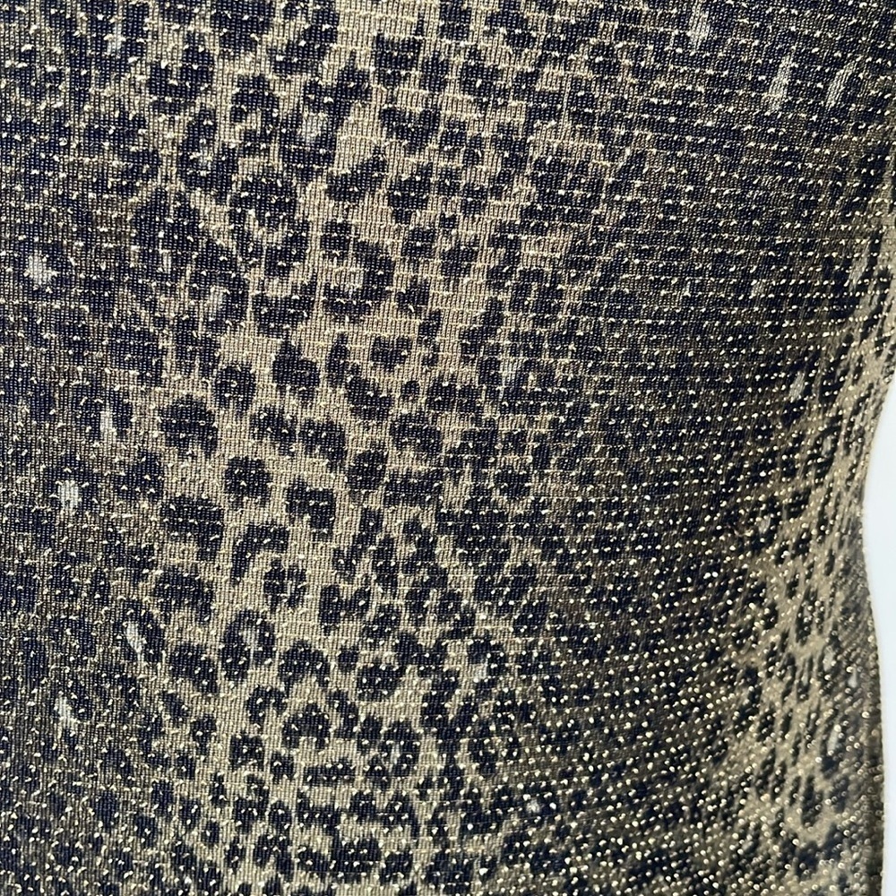 Alexia Admor Dress Sleeveless Bodycon Midi Leopard Animal Print Gold Green Large - Picture 12 of 12